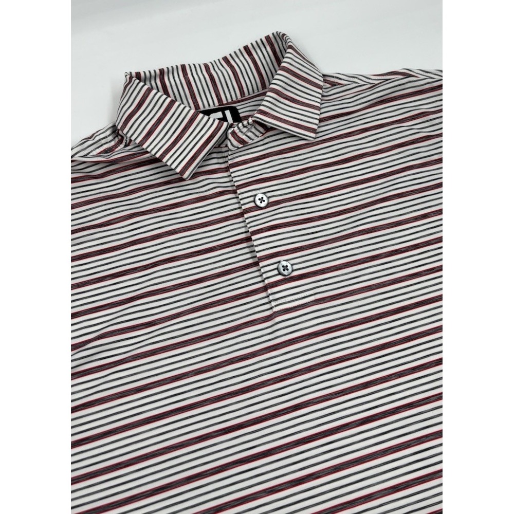 FootJoy Men's M Polyester White Striped Short Sleeve Polo